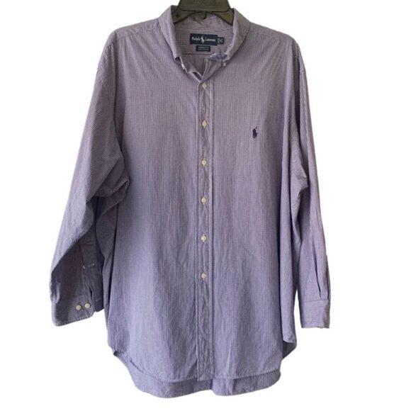 Ralph Lauren Men’s Classic Vintage Plaid Oxford Long Sleeve Blue Shirt Size 18 - Picture 5 of 7